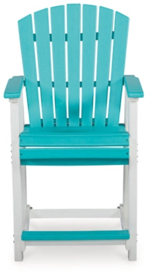 Ashley Signature Design Eisely Outdoor Counter Height Bar Stool (Set of 2) Turquoise/White P208-124