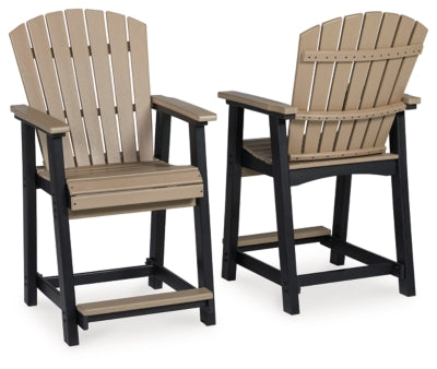 Ashley Signature Design Fairen Trail Outdoor Counter Height Bar Stool (Set of 2) Black/Driftwood P211-124