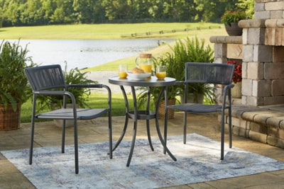 Ashley Signature Design Crystal Breeze 3-Piece Table and Chair Set Gray P304-050