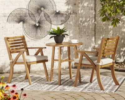 Ashley Signature Design Vallerie Outdoor Chairs with Table Set (Set of 3) Brown P305-050