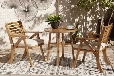 Ashley Signature Design Vallerie Outdoor Chairs with Table Set (Set of 3) Brown P305-050