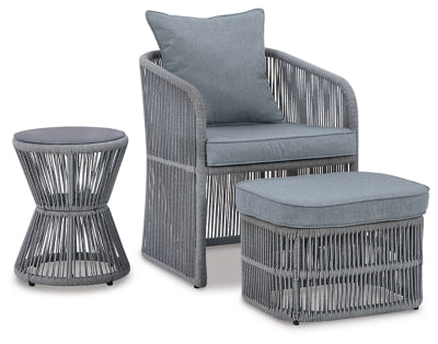 Ashley Signature Design Coast Island Outdoor Chair with Ottoman and Side Table Gray P313-046