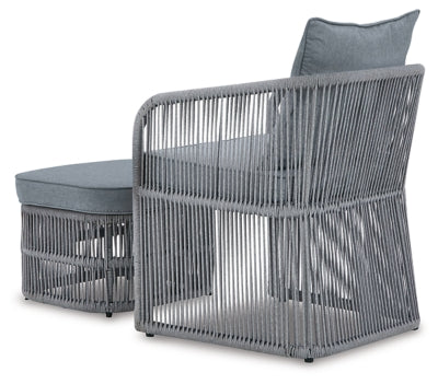 Ashley Signature Design Coast Island Outdoor Chair with Ottoman and Side Table Gray P313-046