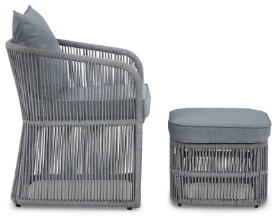 Ashley Signature Design Coast Island Outdoor Chair with Ottoman and Side Table Gray P313-046