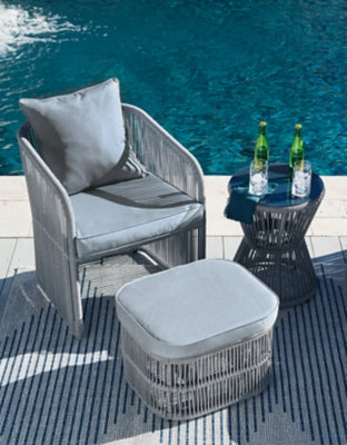 Ashley Signature Design Coast Island Outdoor Chair with Ottoman and Side Table Gray P313-046