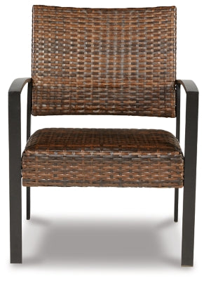 Ashley Signature Design Zariyah Outdoor Love/Chairs/Table Set (Set of 4) Dark Brown P330-080