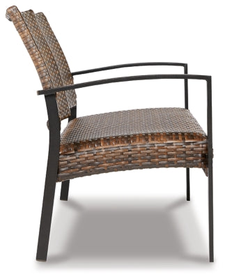 Ashley Signature Design Zariyah Outdoor Love/Chairs/Table Set (Set of 4) Dark Brown P330-080