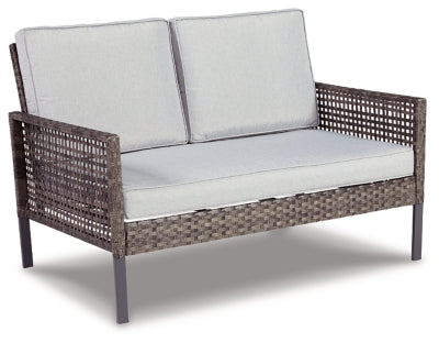 Ashley Signature Design Lainey Outdoor Love/Chairs/Table Set (Set of 4) Two-tone Gray P338-080