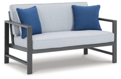 Ashley Signature Design Fynnegan Outdoor Loveseat with Table (Set of 2) Gray P349-034