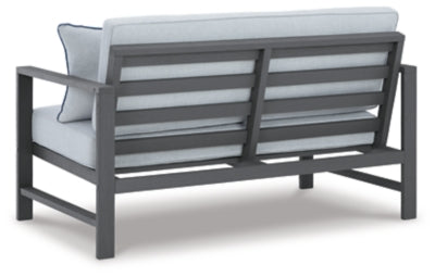 Ashley Signature Design Fynnegan Outdoor Loveseat with Table (Set of 2) Gray P349-034