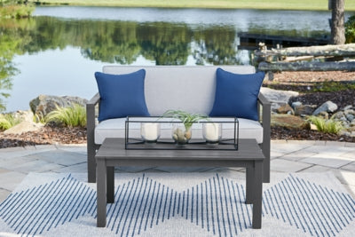 Ashley Signature Design Fynnegan Outdoor Loveseat with Table (Set of 2) Gray P349-034