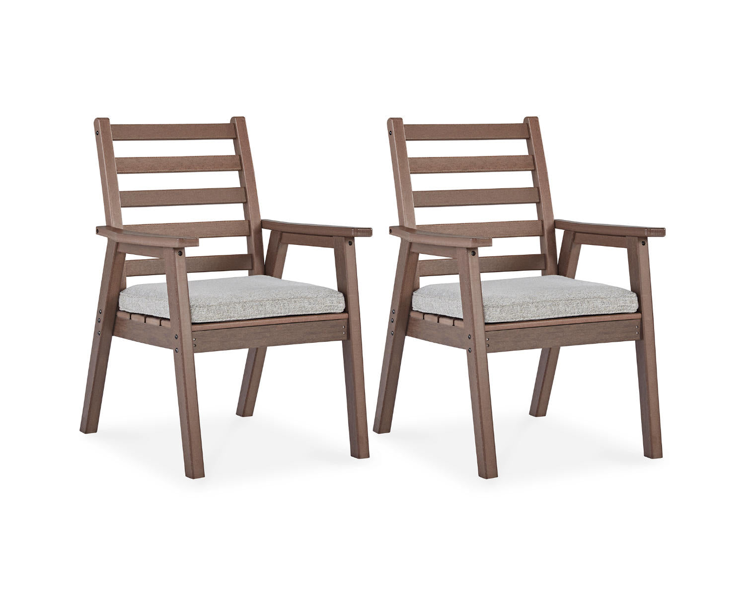 Ashley Signature Design Emmeline Outdoor Dining Arm Chair with Cushion (Set of 2) Brown/Beige P420-601A