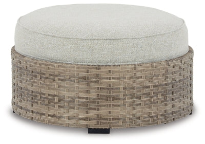 Ashley Signature Design Calworth Outdoor Ottoman with Cushion Beige P458-814