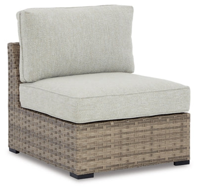 Ashley Signature Design Calworth Outdoor Armless Chair with Cushion (Set of 2) Beige P458-846