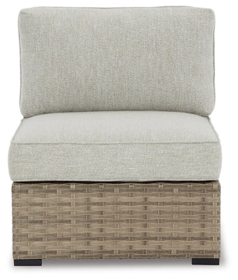 Ashley Signature Design Calworth Outdoor Armless Chair with Cushion (Set of 2) Beige P458-846