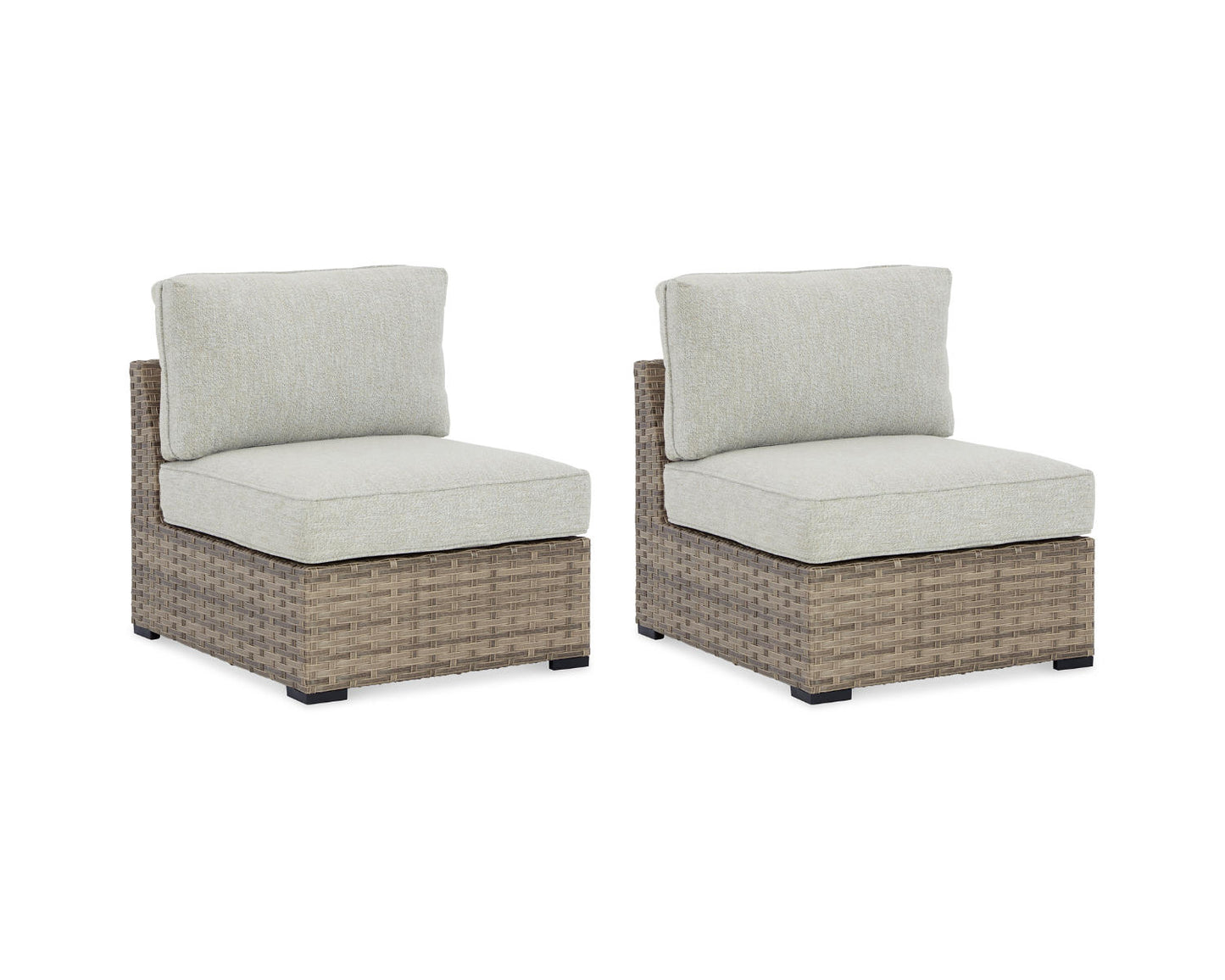 Ashley Signature Design Calworth Outdoor Armless Chair with Cushion (Set of 2) Beige P458-846