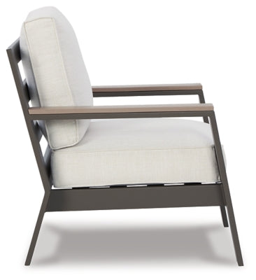 Ashley Signature Design Tropicava Outdoor Lounge Chair with Cushion Taupe/White P514-820