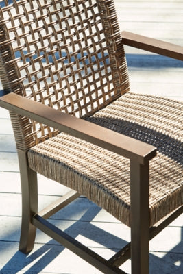 Ashley Signature Design Germalia Outdoor Dining Arm Chair (Set of 2) Brown P730-601A