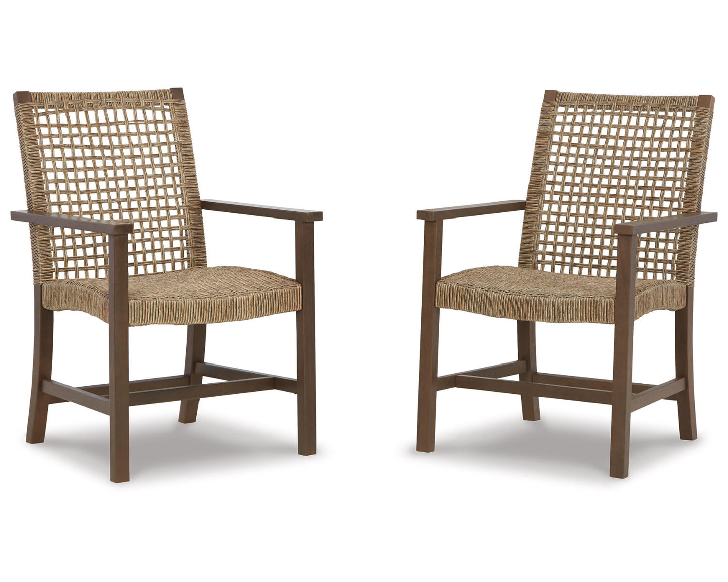 Ashley Signature Design Germalia Outdoor Dining Arm Chair (Set of 2) Brown/Beige P730-601A