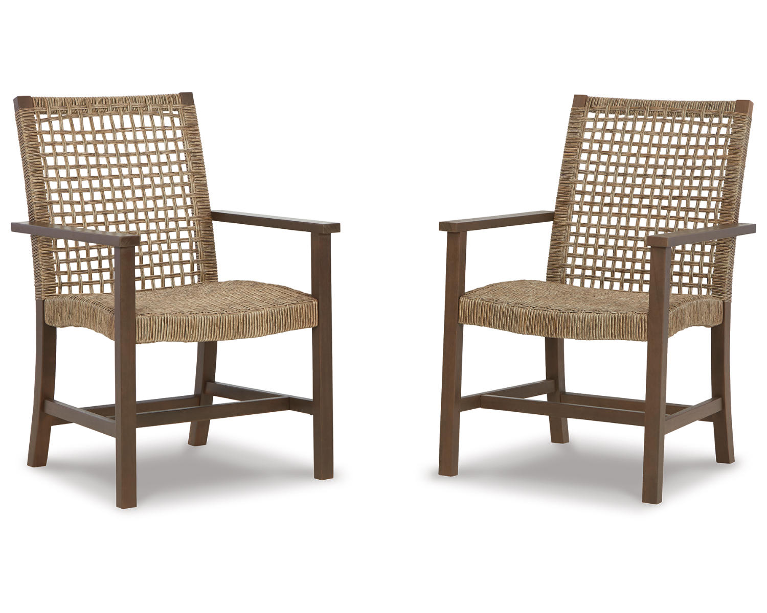 Ashley Signature Design Germalia Outdoor Dining Arm Chair (Set of 2) Brown/Beige P730-601A