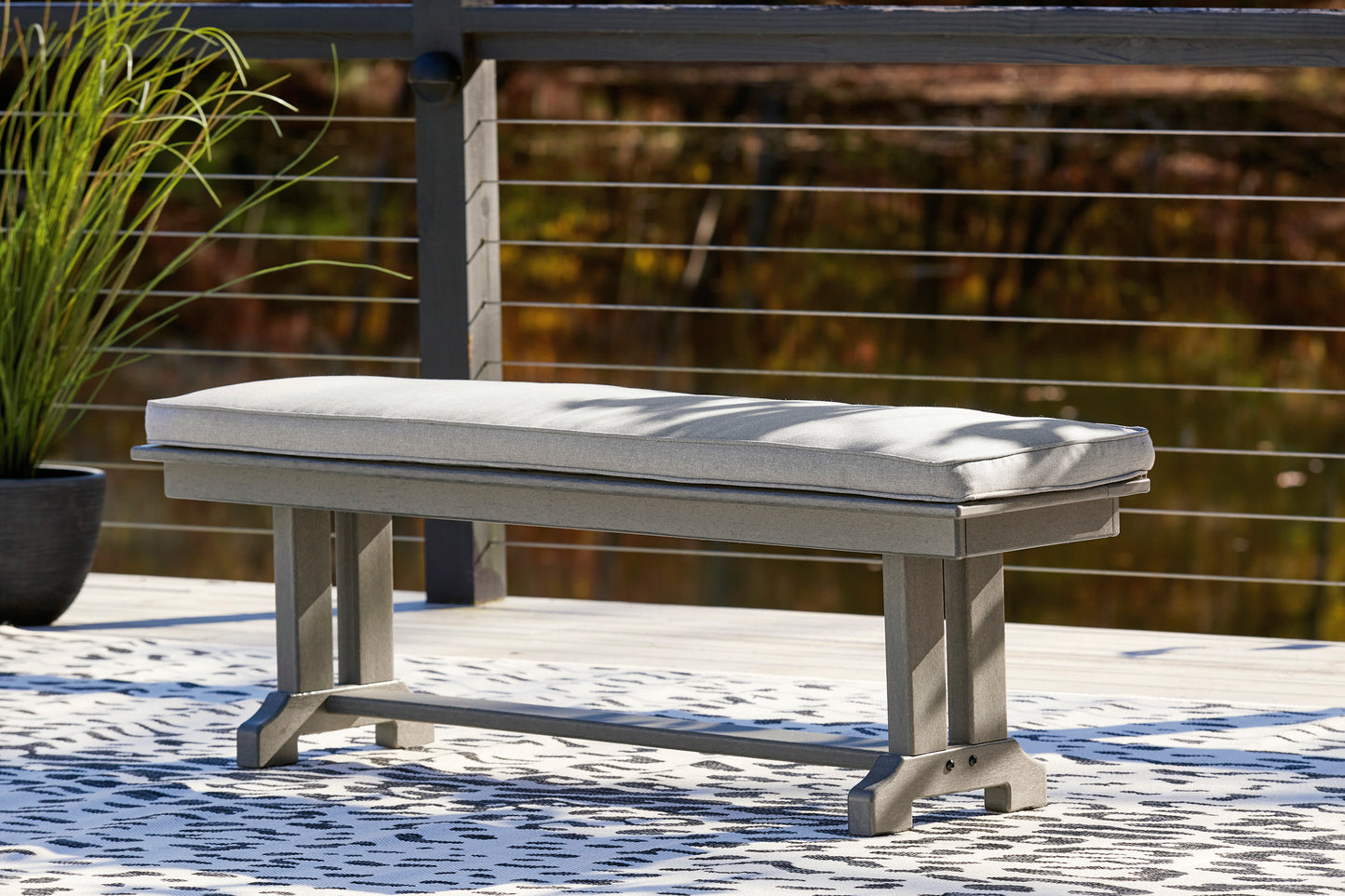 Ashley Signature Design Visola Bench with Cushion Gray P802-600