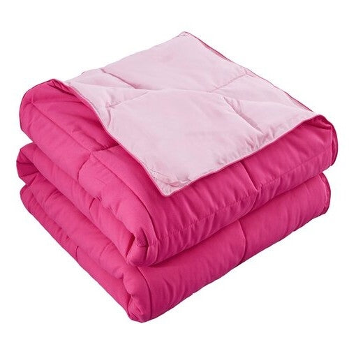 Twin/Twin XL Traditional Microfiber Reversible 3 Piece Comforter Set in Pink