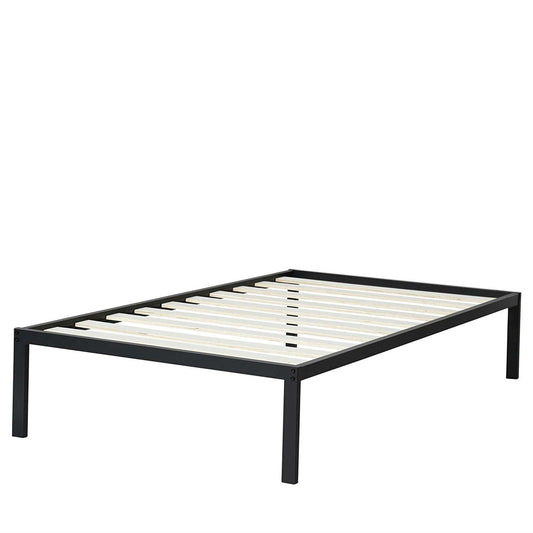 Twin Size Heavy Duty Metal Platform Bed Frame with Wooden Slats