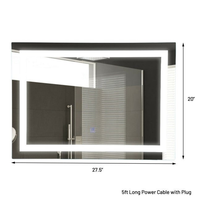 27.5 inch LED Touch Sensor Wall Mounted Corded Bathroom Mirror