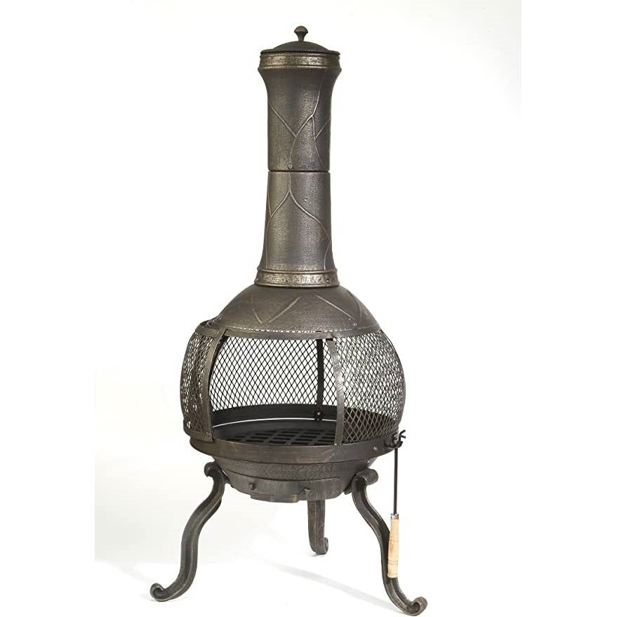 Rustic Outdoor Steel Cast Iron Chimenea Wood Fire Pit