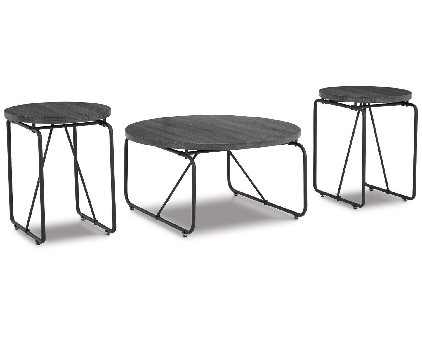 Ashley Signature Design Garvine Table (Set of 3) Metallic;Black/Gray T006-13