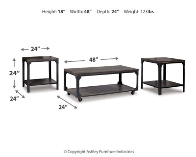 Ashley Signature Design Jandoree Table (Set of 3) Brown/Black T108-13