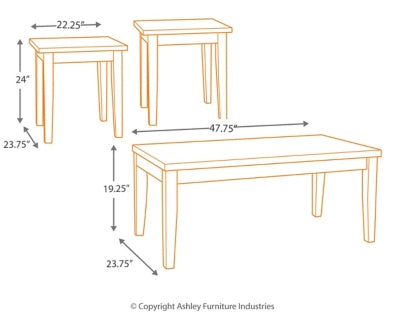 Ashley Signature Design Theo Table (Set of 3) Warm Brown T158-13