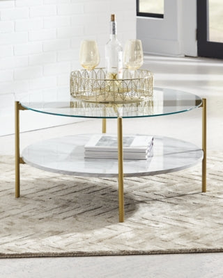 Ashley Signature Design Wynora Coffee Table White/Gold T192-8