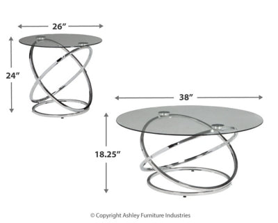 Ashley Signature Design Hollynyx Table (Set of 3) Chrome Finish T270-13