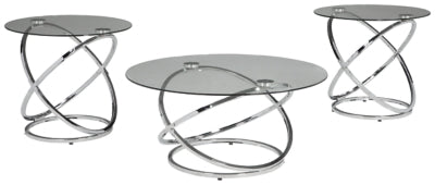 Ashley Signature Design Hollynyx Table (Set of 3) Chrome Finish T270-13