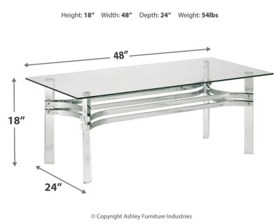 Ashley Signature Design Braddoni Coffee Table Chrome Finish T420-1