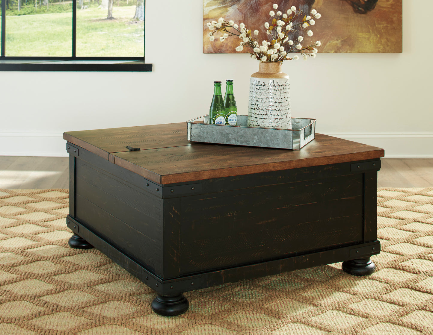 Ashley Signature Design Valebeck Coffee Table with Lift Top Black/Brown T468-00