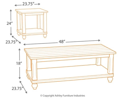 Ashley Signature Design Cloudhurst Table (Set of 3) White T488-13