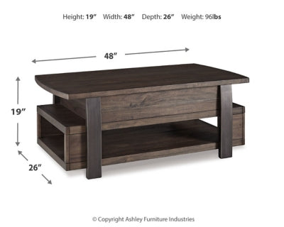 Ashley Signature Design Vailbry Coffee Table with Lift Top Brown T758-9