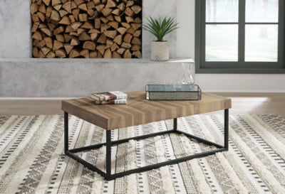 Ashley Signature Design Bellwick Coffee Table Natural/Black T777-1