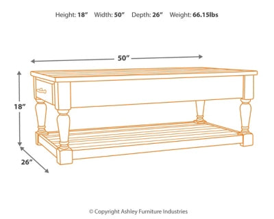 Ashley Signature Design Shawnalore Coffee Table Whitewash T782-1