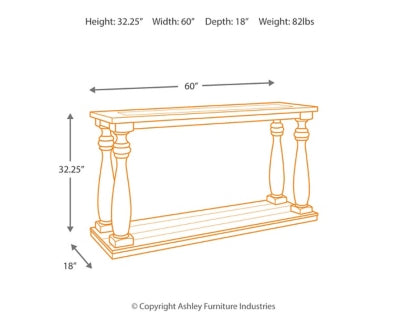 Ashley Signature Design Mallacar Sofa/Console Table Black T880-4