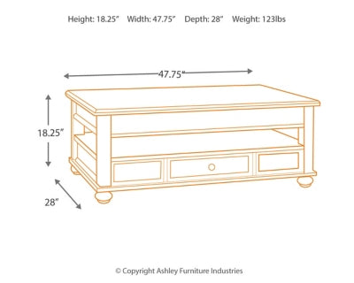 Ashley Signature Design Barilanni Coffee Table with Lift Top Dark Brown T934-9