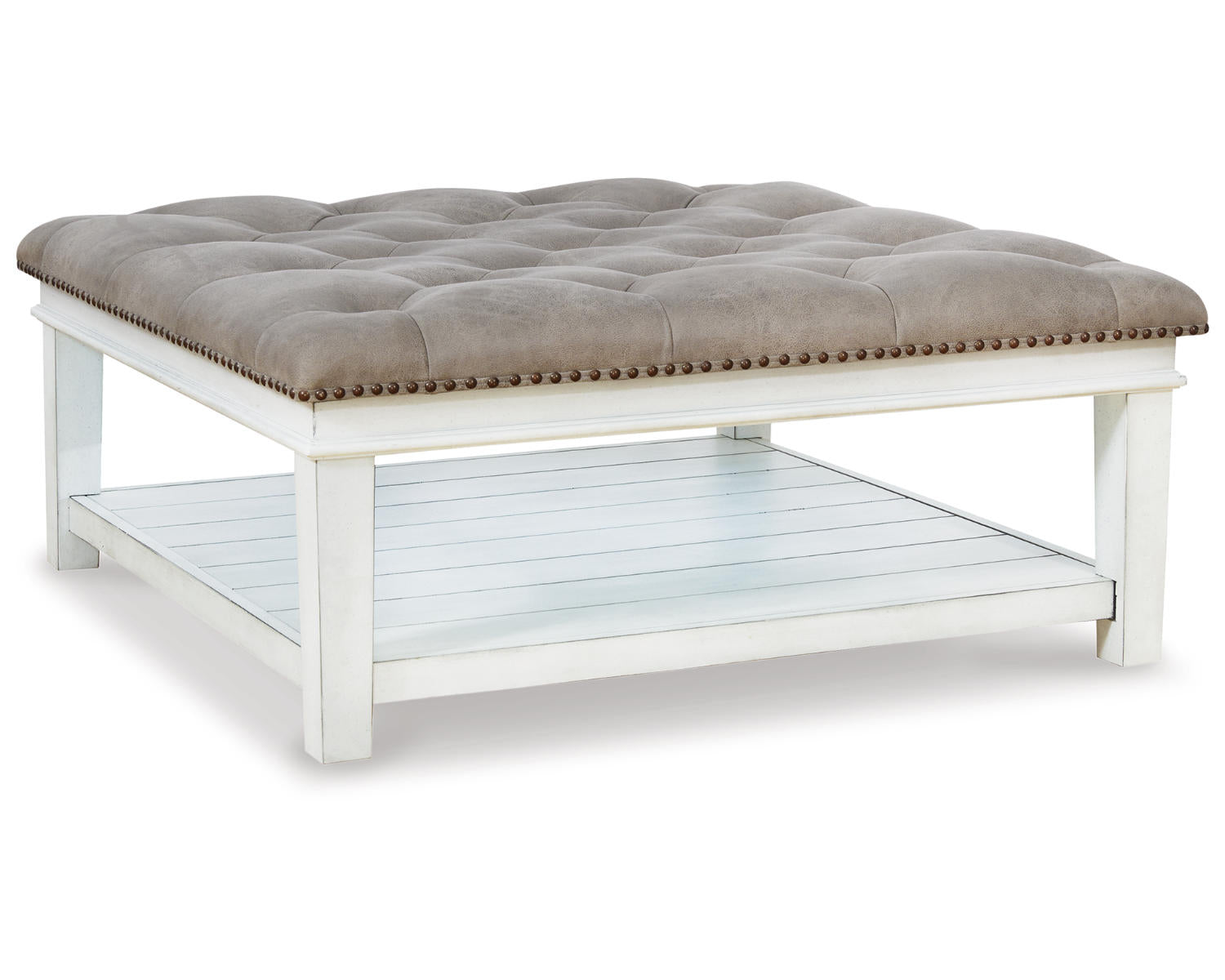 Ashley Signature Design Kanwyn Upholstered Ottoman Coffee Table White;Brown/Beige T937-21