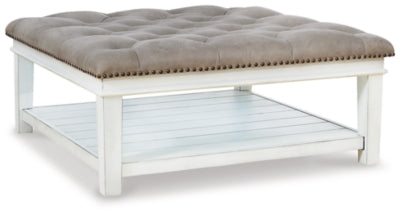 Ashley Signature Design Kanwyn Upholstered Ottoman Coffee Table Whitewash T937-21