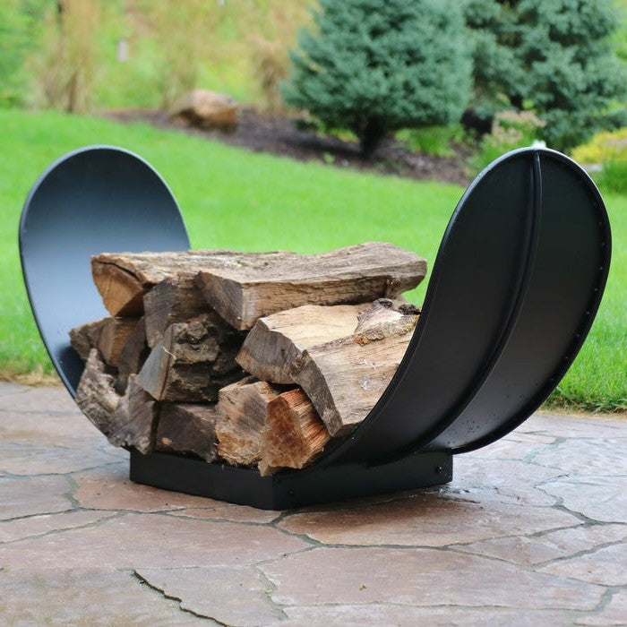 3 Ft. Black Indoor/Outdoor Curved Steel Firewood Log Storage Rack