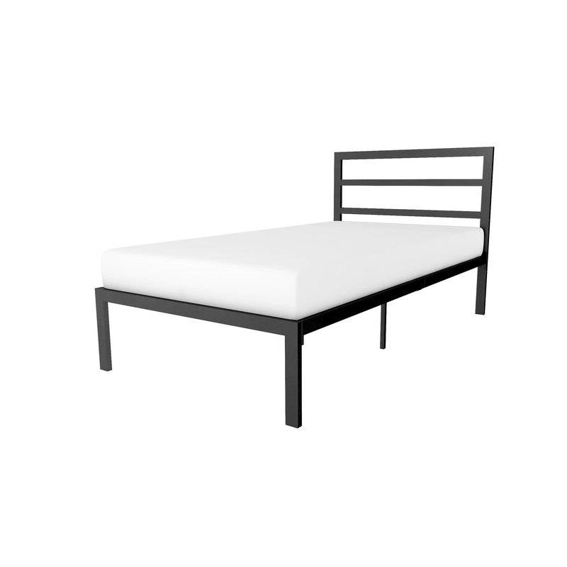 Twin Black Metal Platform Bed Frame with Headboard Included