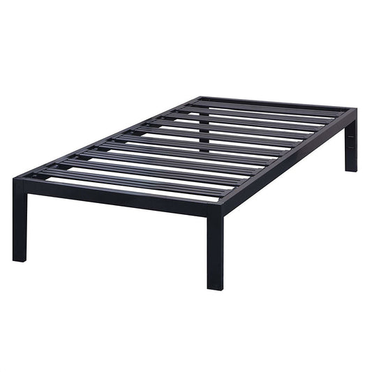 Twin size Sturdy Black Metal Platform Bed Frame with Wide Steel Slats