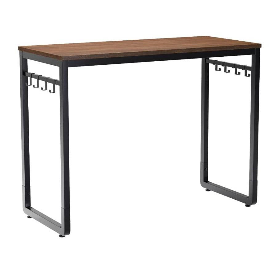 Industrial Black Metal Frame Computer Desk with Wood Top