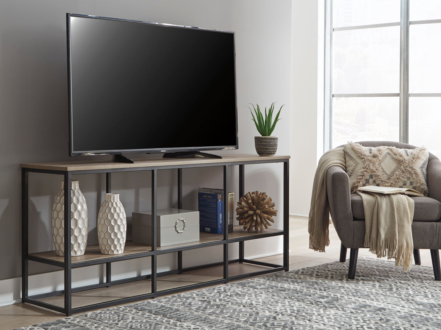 Ashley Signature Design Wadeworth 65" TV Stand Brown/Black W301-10